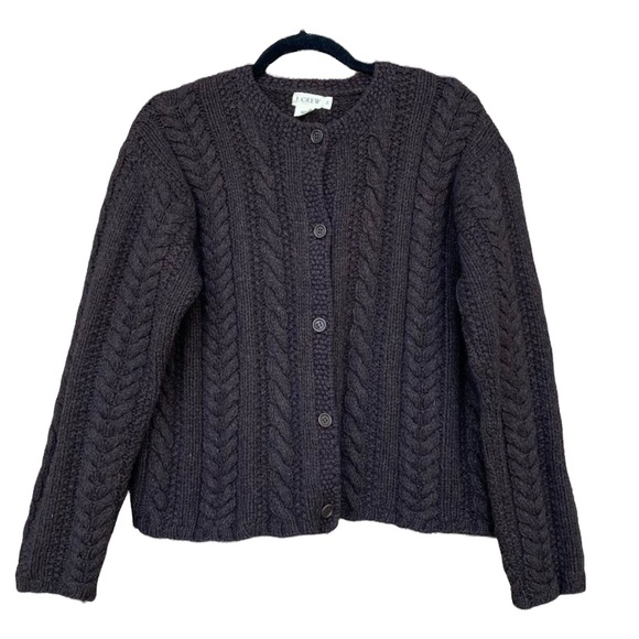 J. Crew Sweaters - J. CREW Brown Cable Knit Button Down Cardigan Sweater